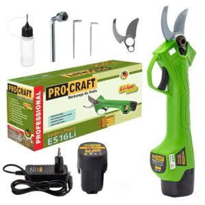 Foarfeca cu Acumulator pentru Crengi PROCRAFT ES16Li, 16V, 25mm Grosime Tăiere, 1kg