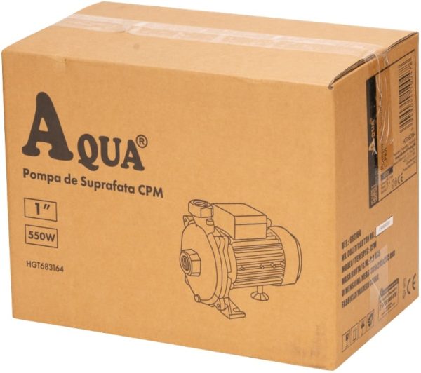 Pompa apa de suprafata centrifugala 550W, 19m inaltime, 69l/min, 1'', Evotools 683164