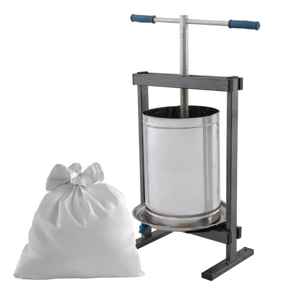 Teasc struguri inox VILEN 20L, cu ax filetat si tava colectare, presare manuala, uz gospodaresc
